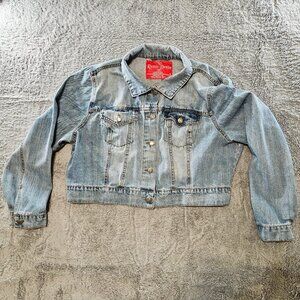 Vintage Women's Rustic Denim Cropped Trucker Style Jean Jacket Size XL 1X